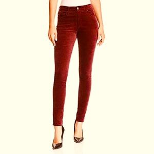 AG Farrah Velvet High Rise Skinny Jeans Deep Currant
